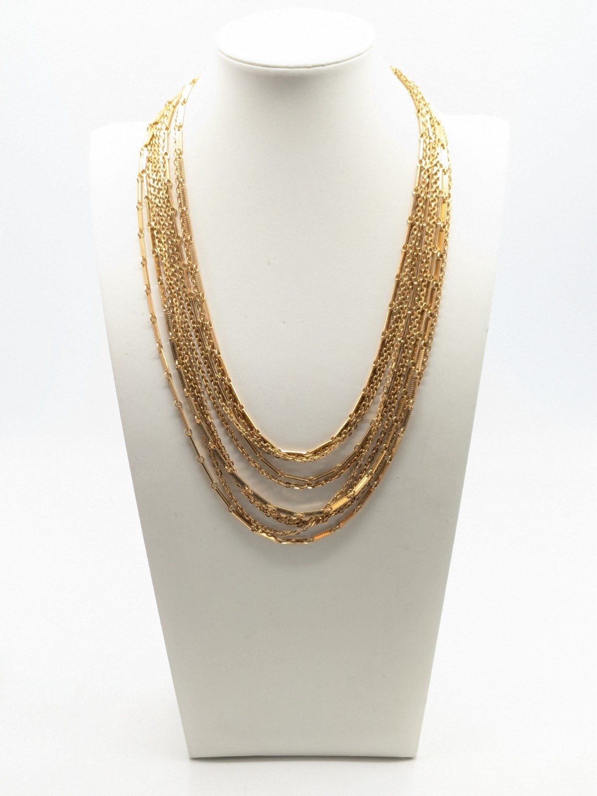 Vintage Sarah Coventry Layered Gold Tone Multi-Strand Necklace
