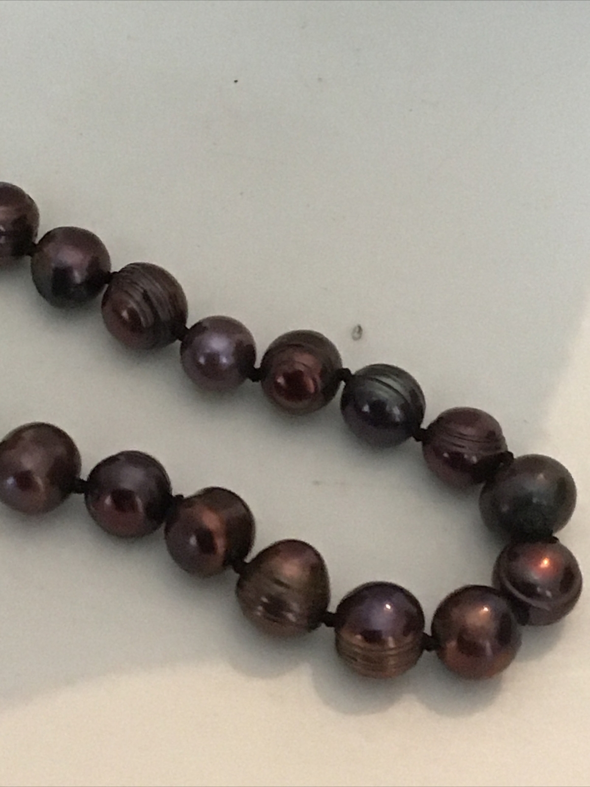 17″ Strand Copper Purplish Cultured Pearls Clasp Necklace 6.4-7.2MM 40 Pearls