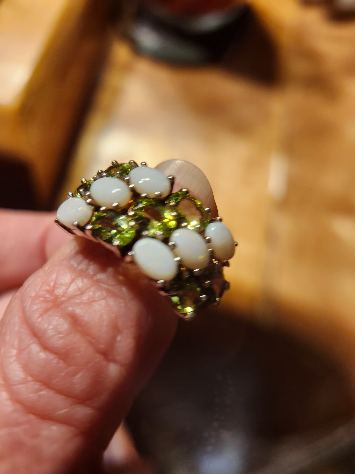 Peridot and Opal Ring Size 8 – .925 Sterling Silver