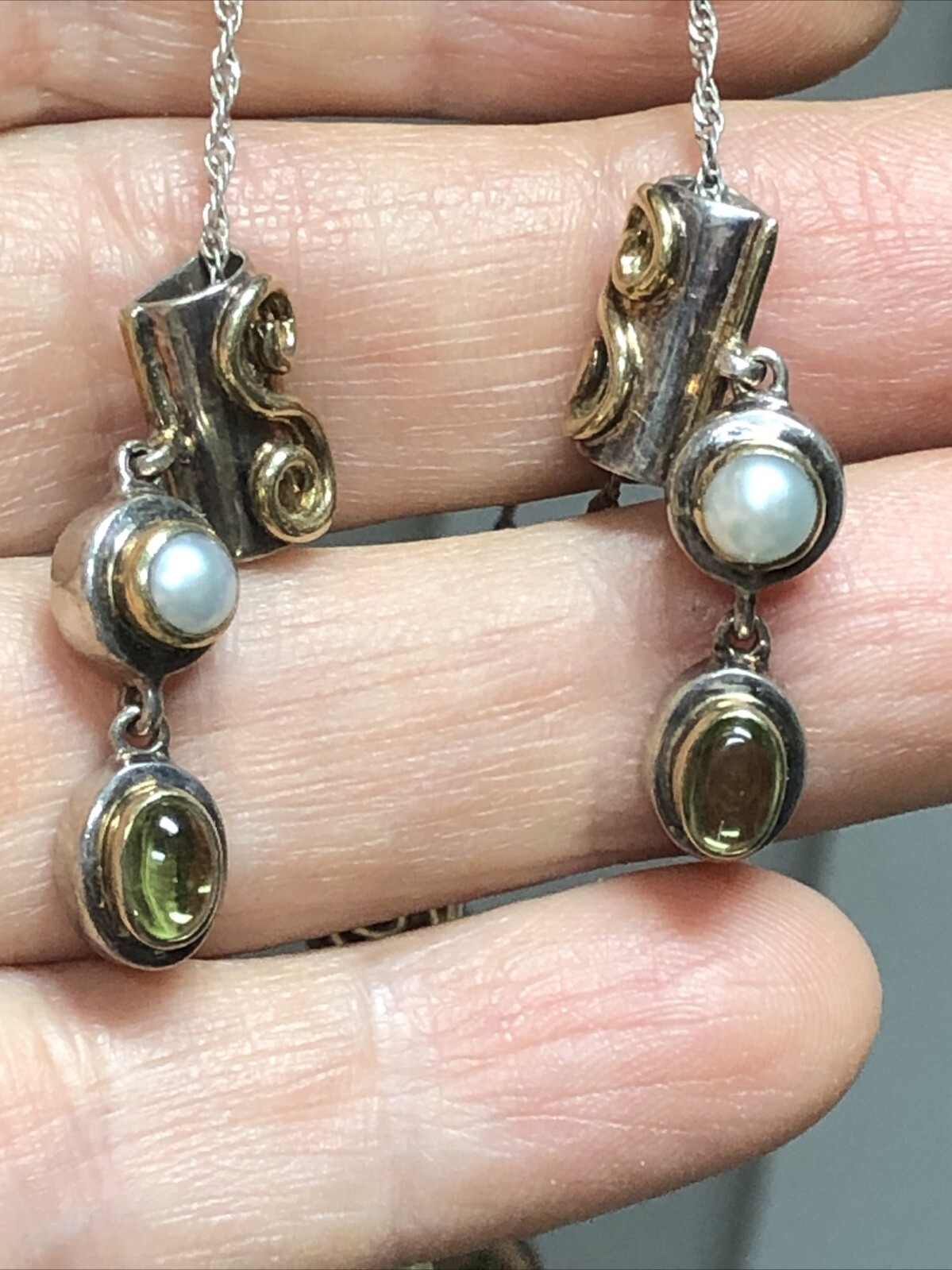 15. Vintage 925 Sterling Silver Ball charm Gemstone Beaded Sliding Necklace 17″