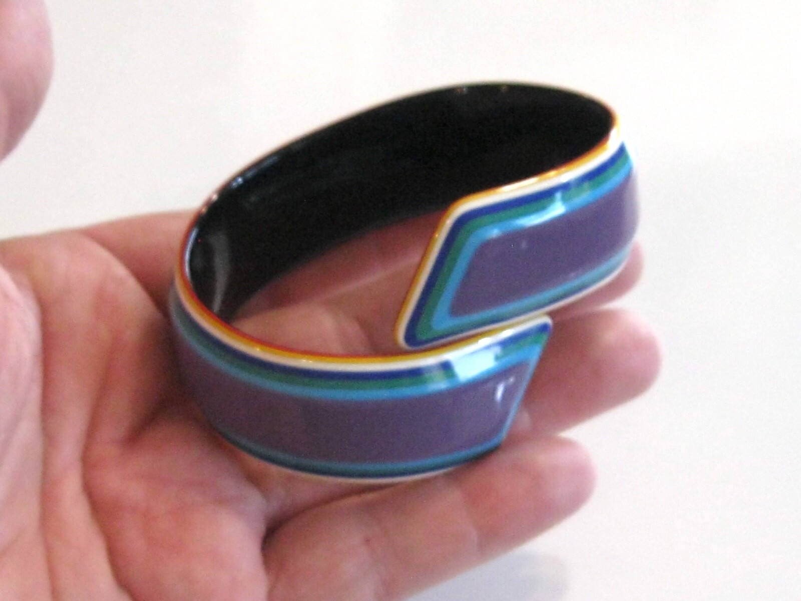 COLORFUL RETRO VINTAGE BYPASS WRAP LAYERED CELLULOSE ACETATE BANGLE BRACELET