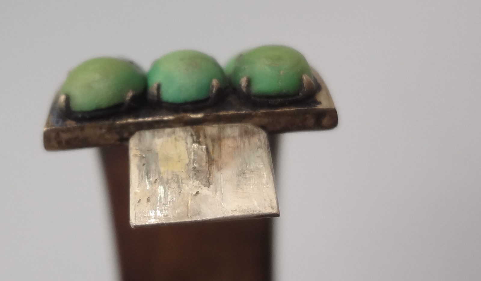 Antique BEE CHINA SILVER Chinese Export 3 Row Turquoise Cuff Bracelet READ