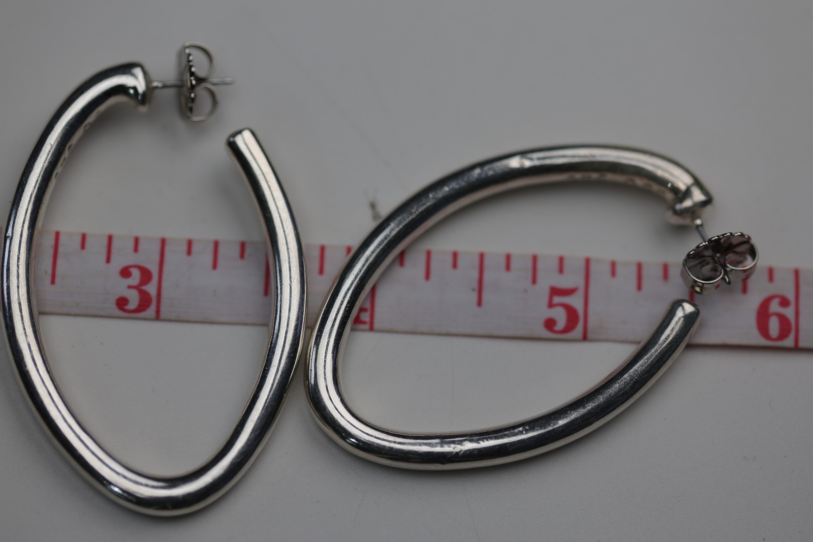 Large Oval Open Hoop Earrings Sterling Silver