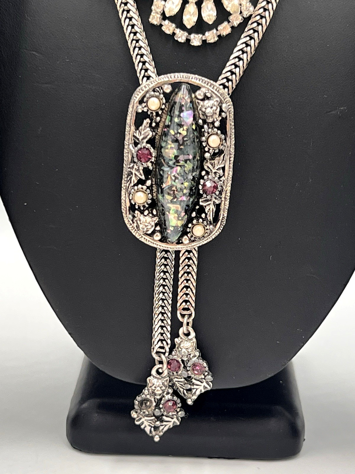 Vintage Rhinestone Necklace Lot, Bib & Statement, Signedf Kramer, Selro