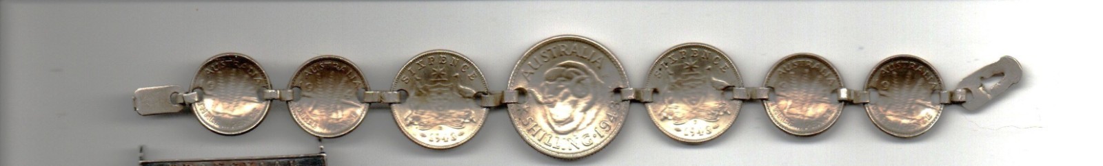 Australia WW II era Sterling Silver Coins on approx 6 1/2″ bracelet