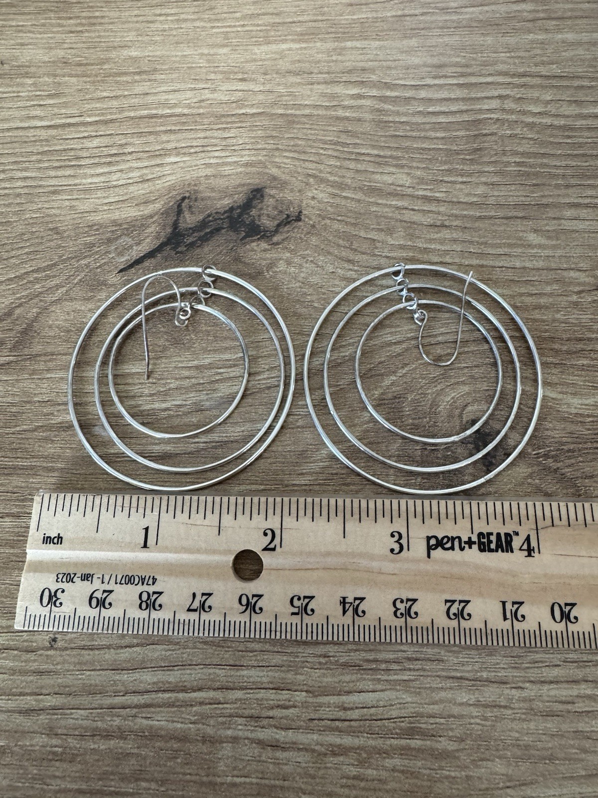Vintage Sterling Silver Multi Hoop Cascada Dangle Hook Earrings, 3 in Metal