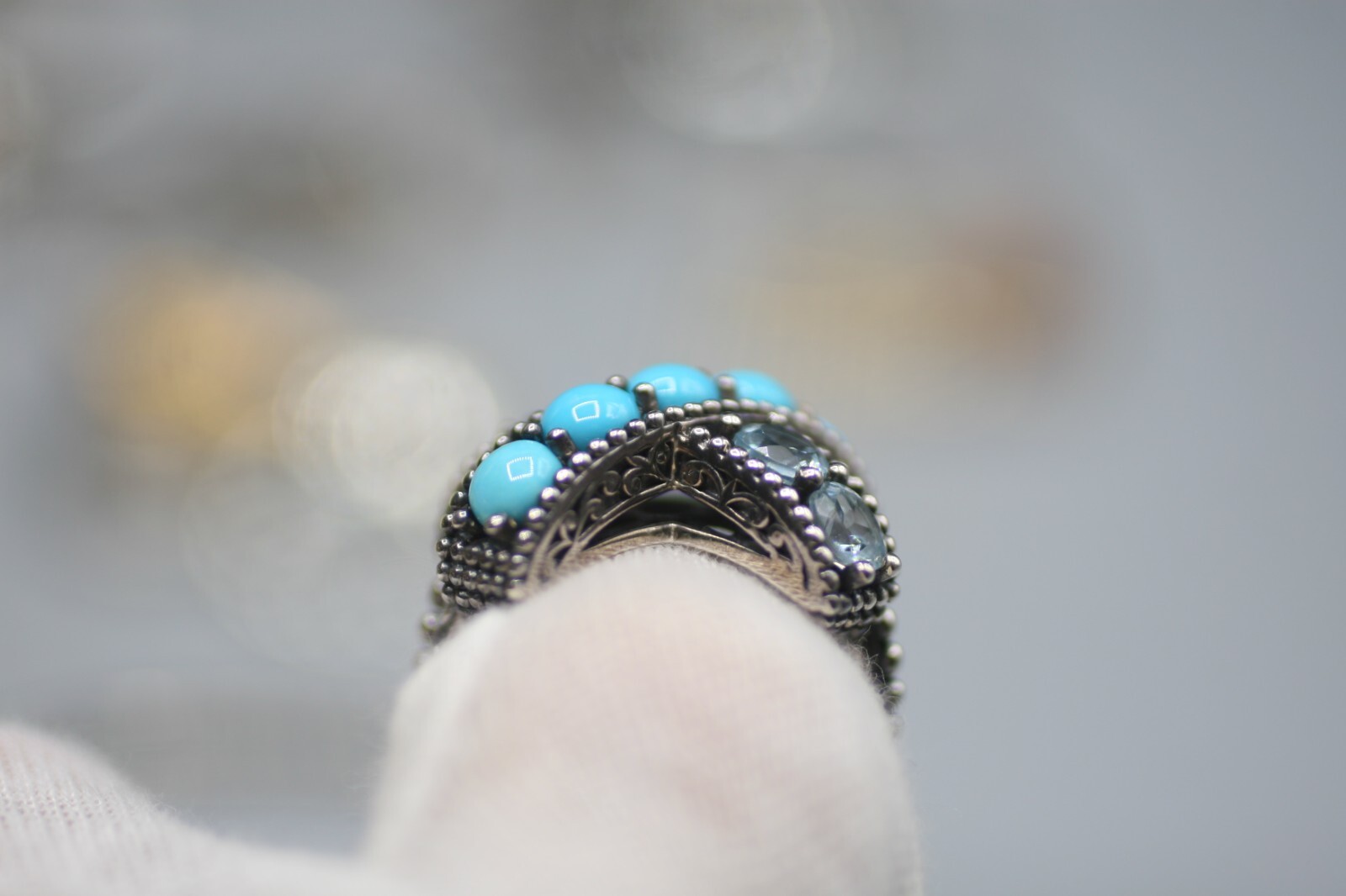 GEM ROMANSE X MULTI STONE STERLING RING ROBERT MANSE