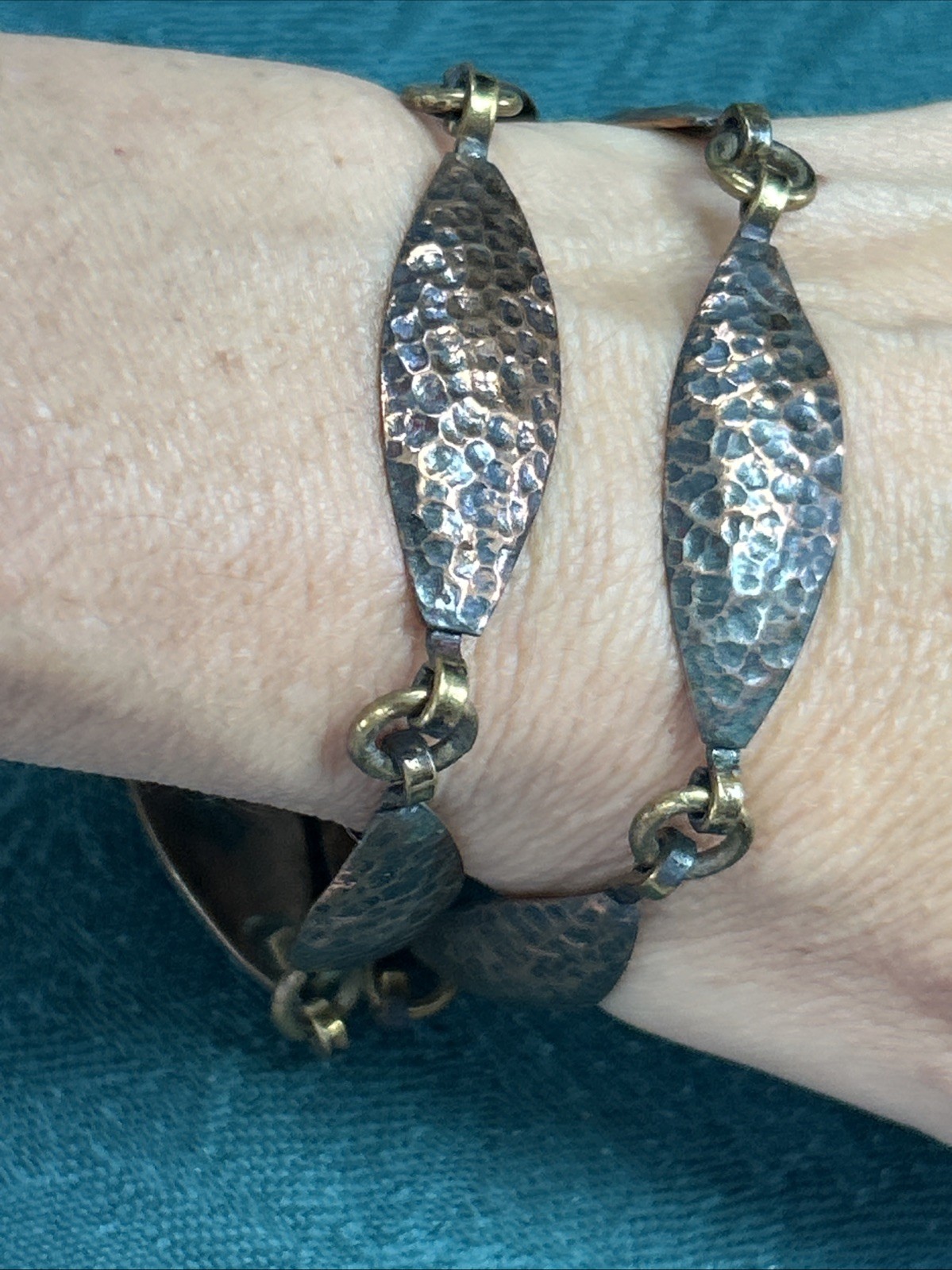 Vintage Maya Mexico Men Or Women’s Hammered Copper Bracelet 8.5”large Wrist 30 g