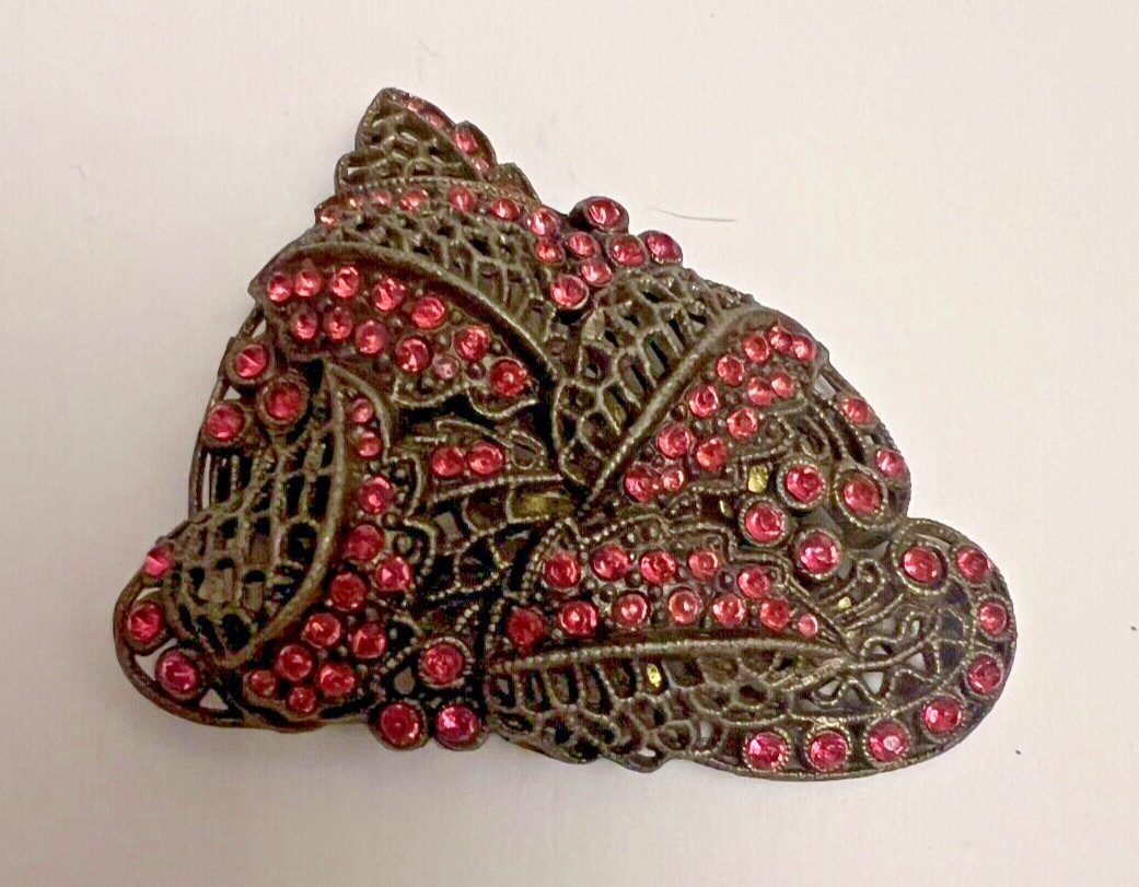 Vintage Little Nemo Designer Clip Pink Rhinestones Marked L/N