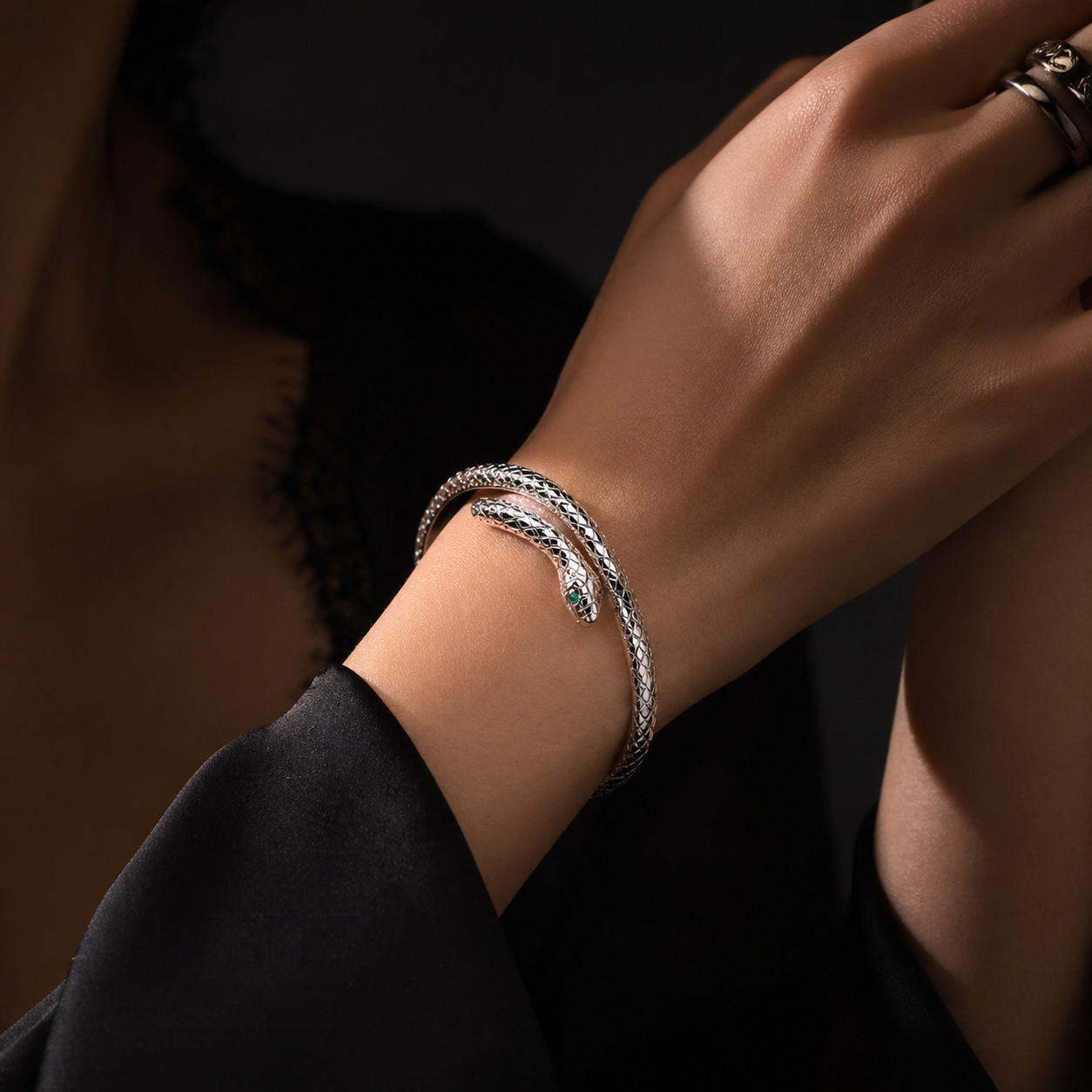 Handmade SNAKE Bracelet 925 Sterling Silver Vintage Bangle