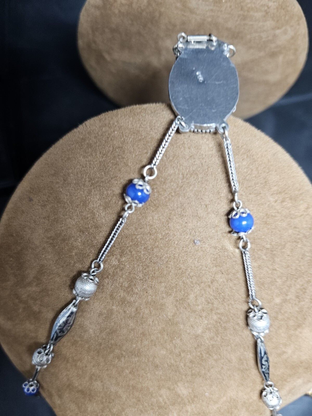 SILVER 800 TURQUOISE NECKLACE VINTAGE JEWELLERY COLLECTABLES GIFT
