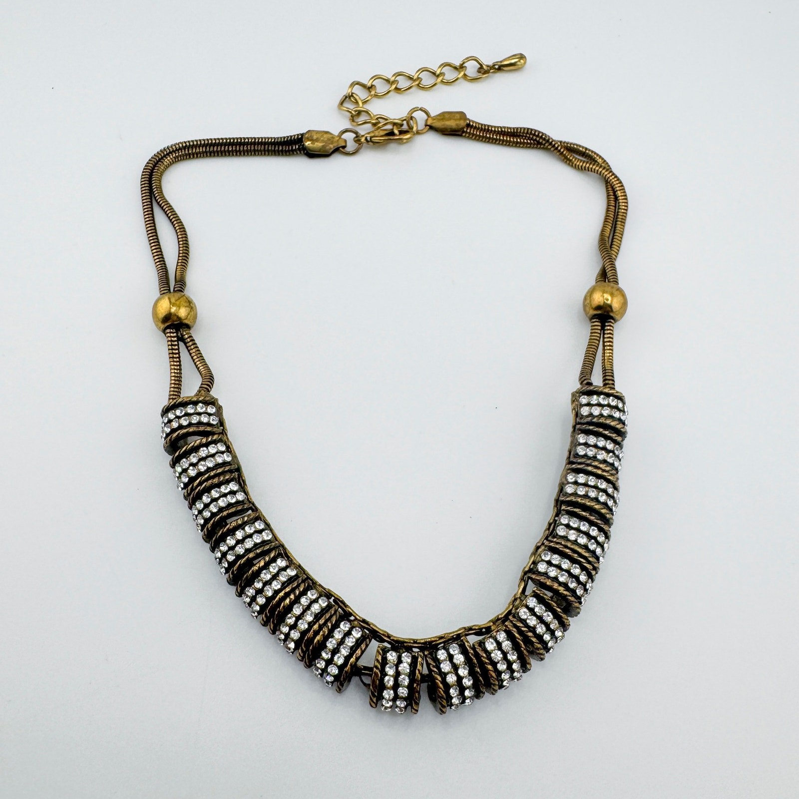 Vintage Snake Chain Rhinestone Collar Modernist Glam TV/Movie Prop Retro