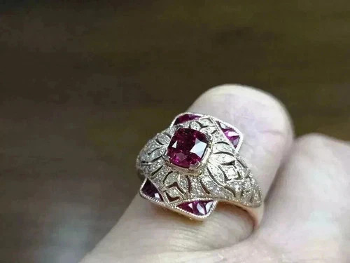 Stunning Art Deco Style Round Cut Lab Created Diamond 925 Silver Birthday Ring