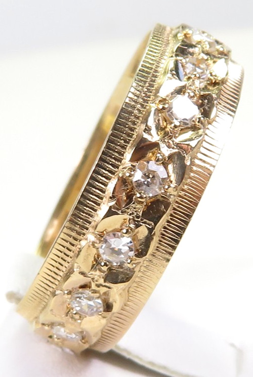 Antique 1920’s Diamond Eternity Wedding Band 14KY Ring Sz 6 UK-L1/2 6MM EGL USA