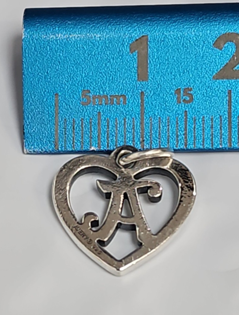 Sterling Silver James Avery HEART SCRIPT INITIAL A Charm Pendant Vintage S105