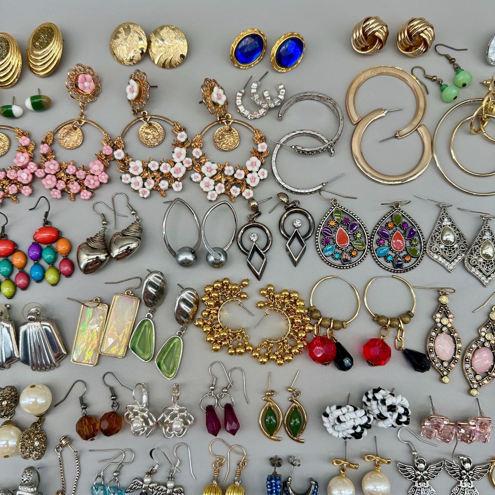 Vintage to Modern Pierced Earrings Lot 100+ Pairs Mix Materials Glass Lucite