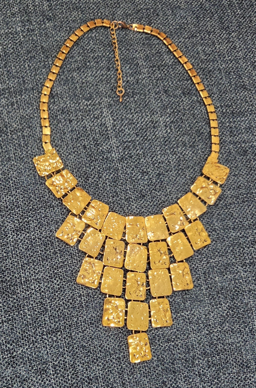 Vintage Gold-plated Modernist Cleopatra Style Bib STATEMENT NECKLACE