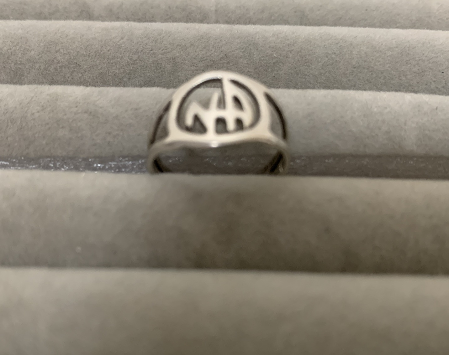Vintage Sterling Initials N-A Letters Band Ring 3.5 Size