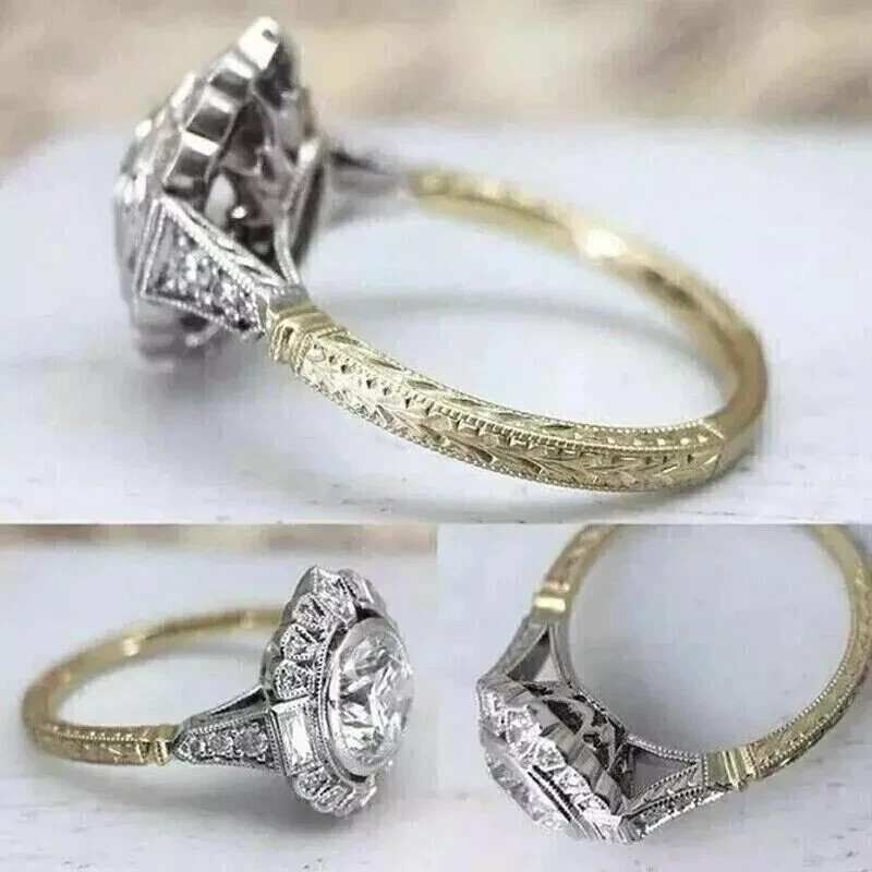 2.30Ct Art Deco Style Lab Created Diamond Engagement 14K Yellow Gold Finish Ring