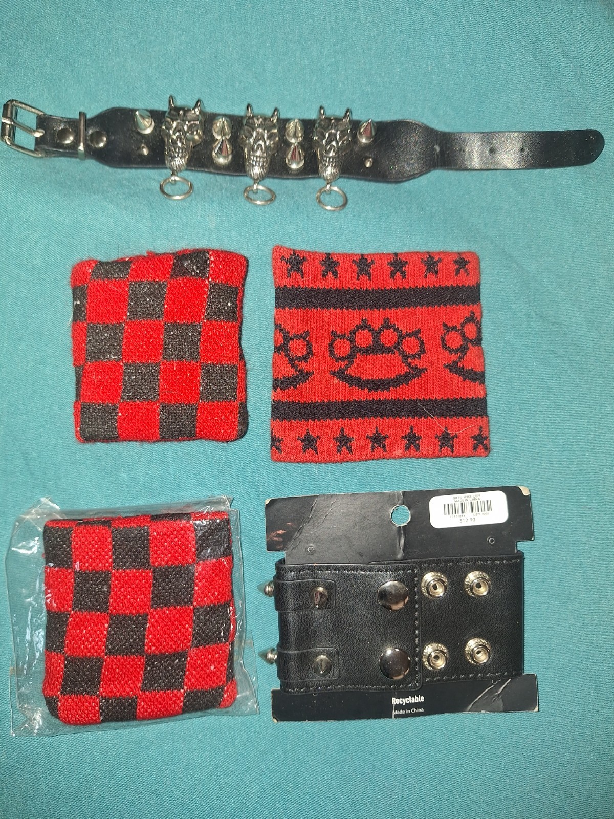 Punk Rock Goth Metal Accessories Jewelry Assorted Lot red black