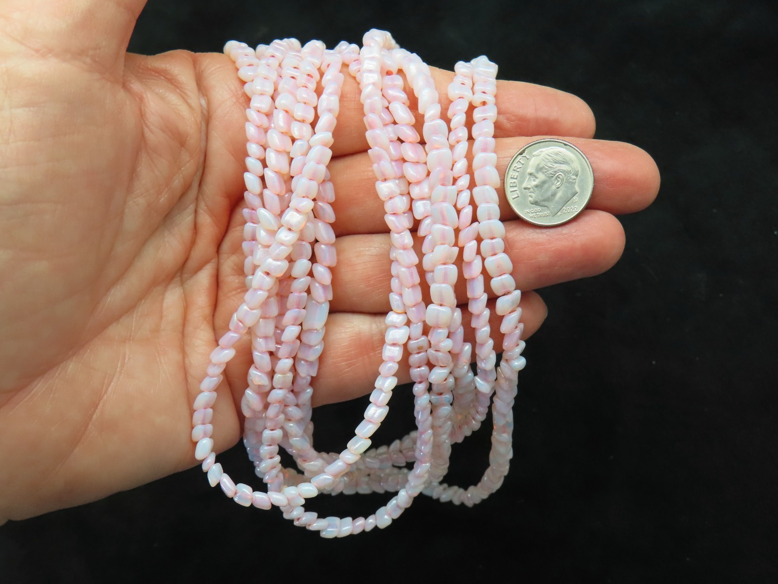 Vintage 1960’s Six Strand Opalescent Glass Bead Necklace