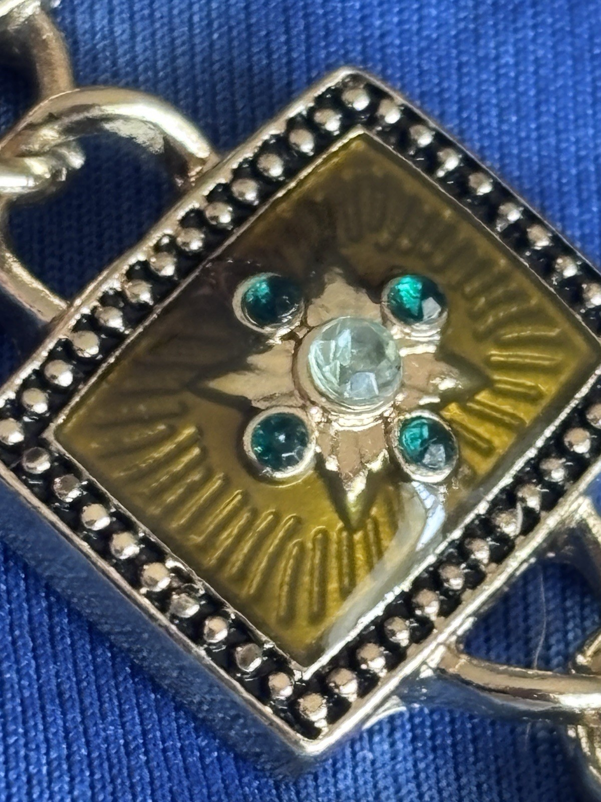 Napier enamel rectangular panel bracelet black base colored cabachons stones