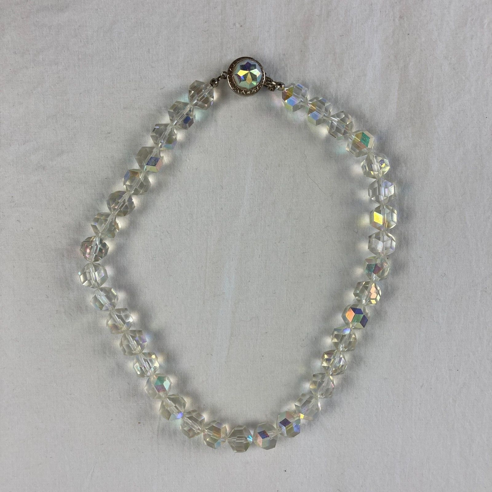 Aurora Borealis Choker Necklace Marked Austria Madsin Gorgeous Clasp Wedding