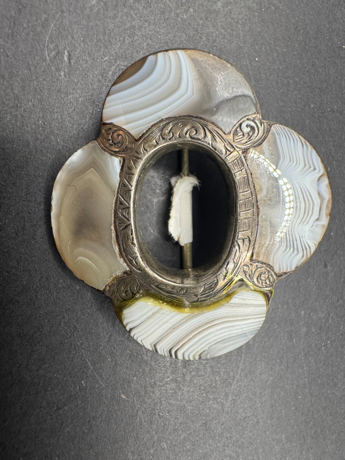 Victorian Scottish Agate Brooch Sterling Silver