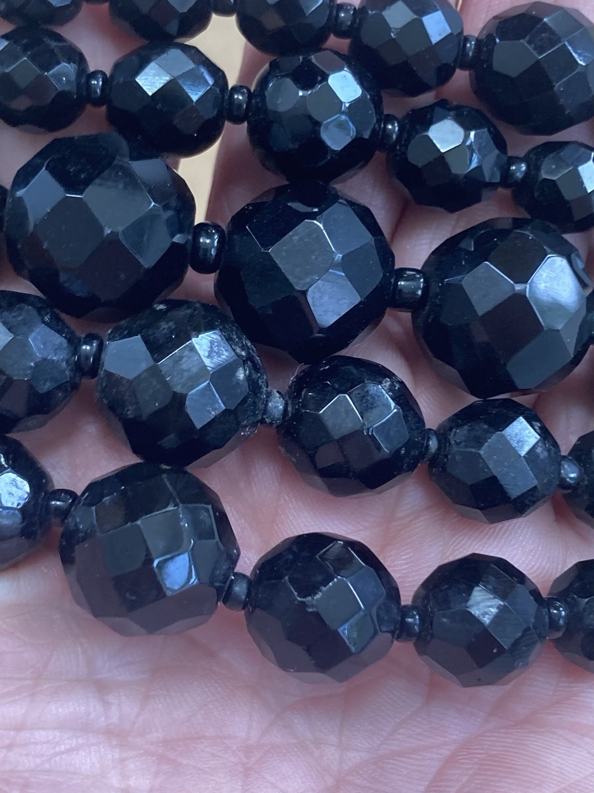 Vintage Black Glass Bead Necklace Lot ~ 1 lb wear or craft