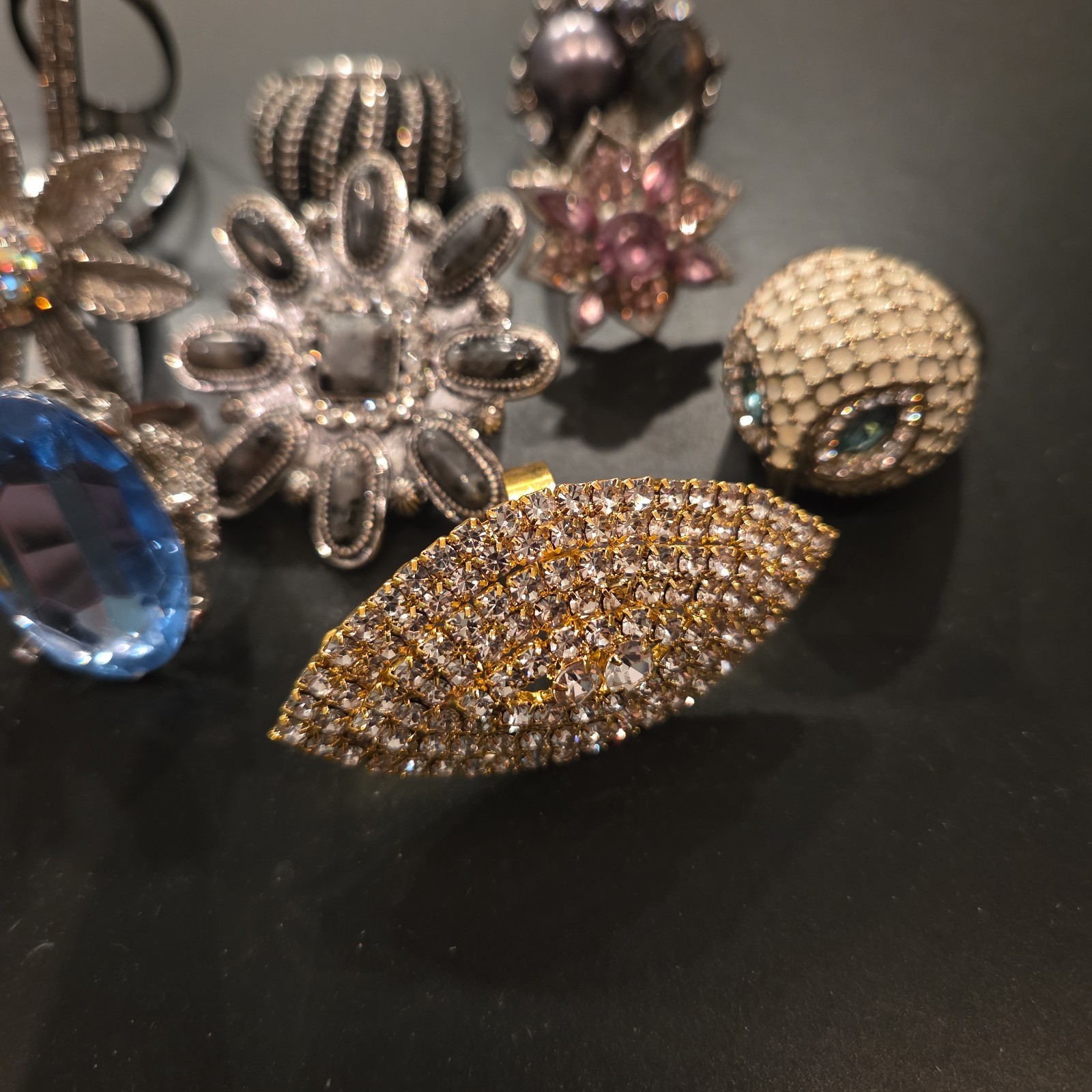 14pc Mixed Lot Vintage Style Rings & Stones, Gold & Silver Tone