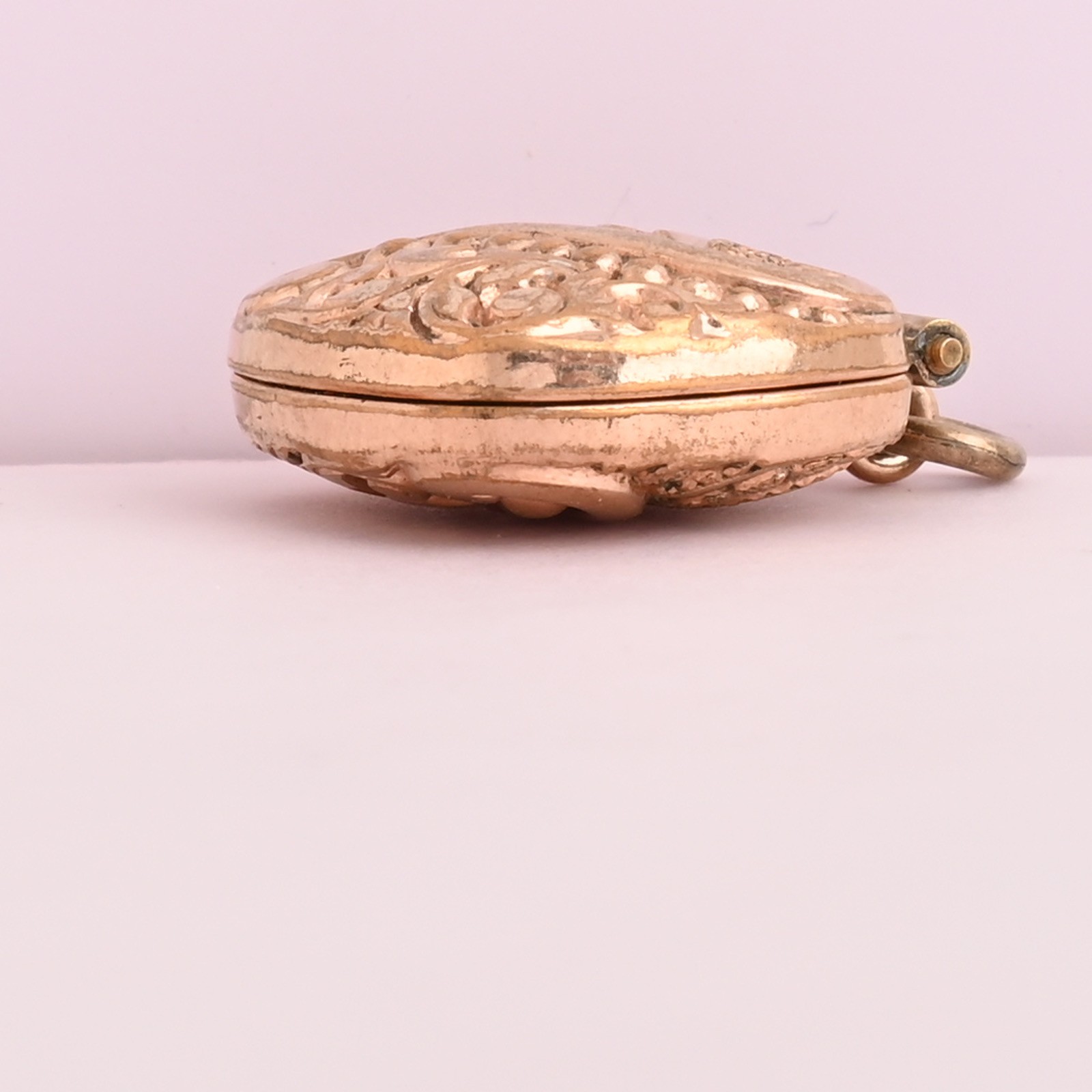 Antique Victorian REPOUSSE Foliate Flower Rose Gold Filled Charm Pendant Locket