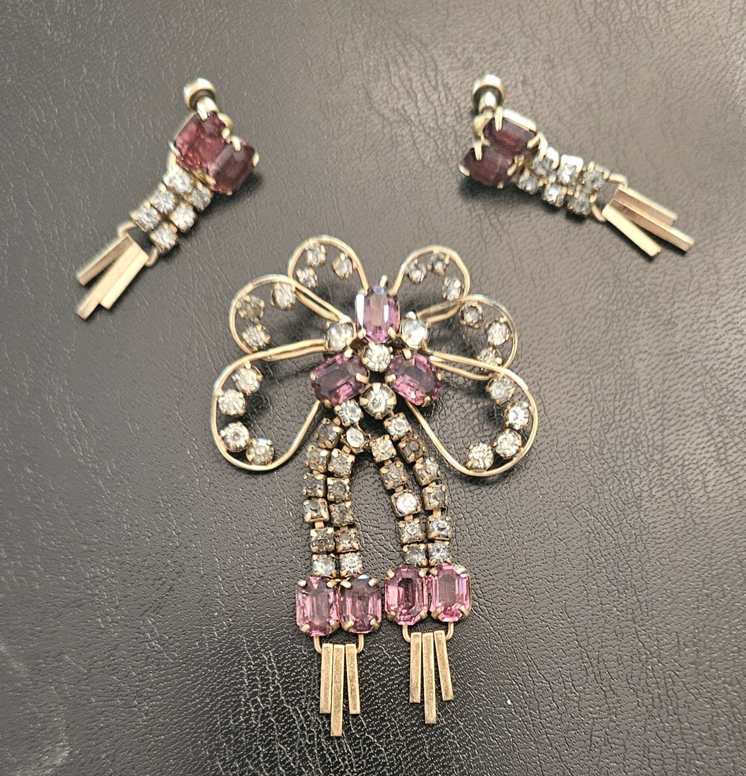M.S. 1/20th 12k Gold Filled Brooch And Clip Earrings Screwback Marks Spencer GF