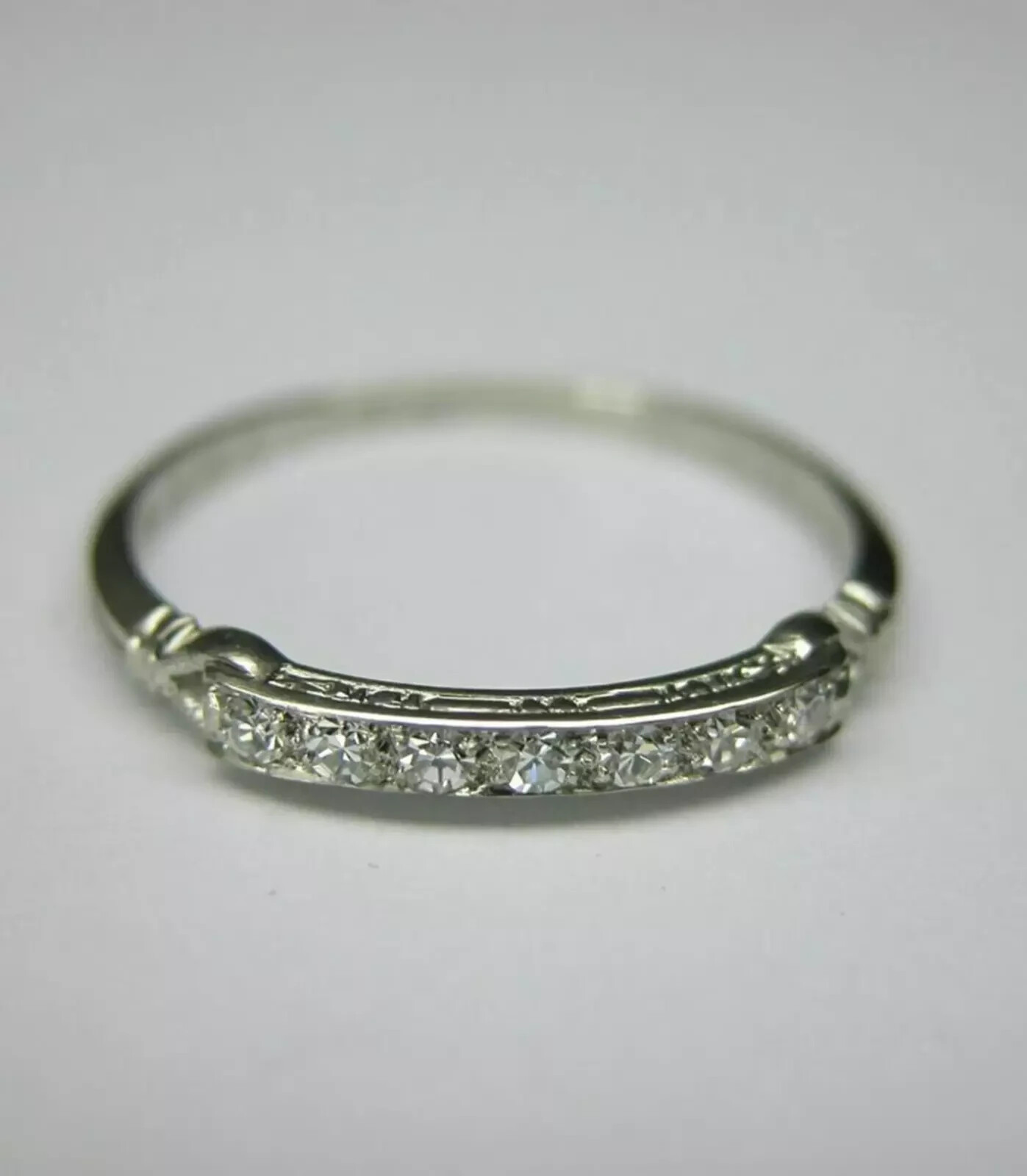 Art Deco Style Round Lab Created Diamond Engagement 14K White Gold Finish Ring