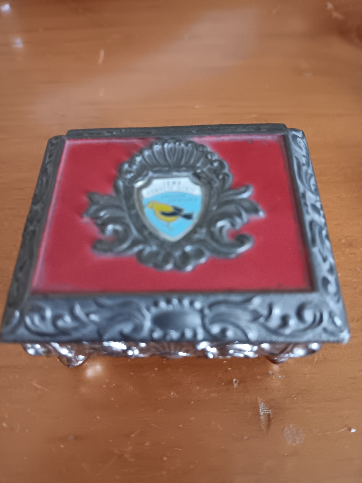 Vintage trinket box Ornate metalwork such as zinc alloy with an antique finish