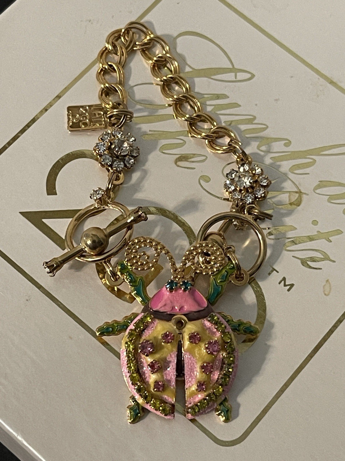 LATR 2GO Interchangeable Charm Bracelet (Glamour Puss & RARE Ladybug) 7.5”