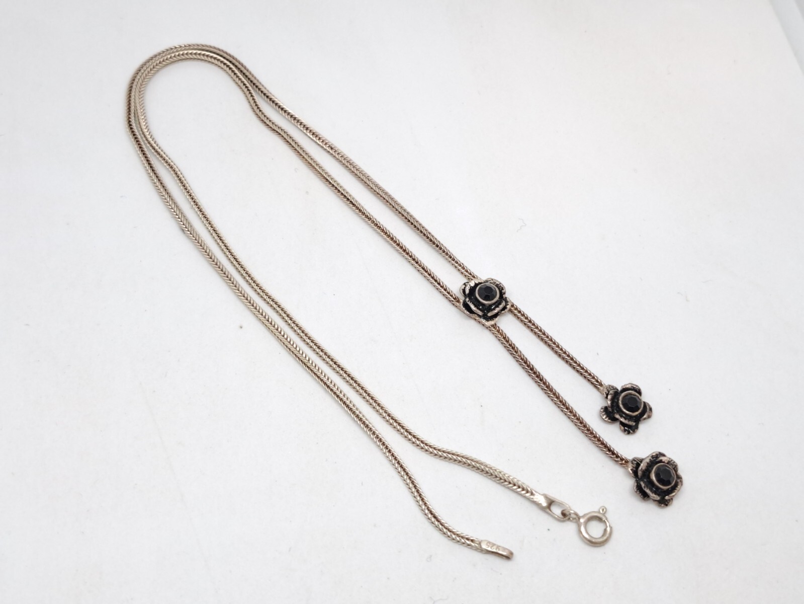 Vintage Set Necklace, Stud Earrings and Bracelet 925 Black Rose Ideal Gift