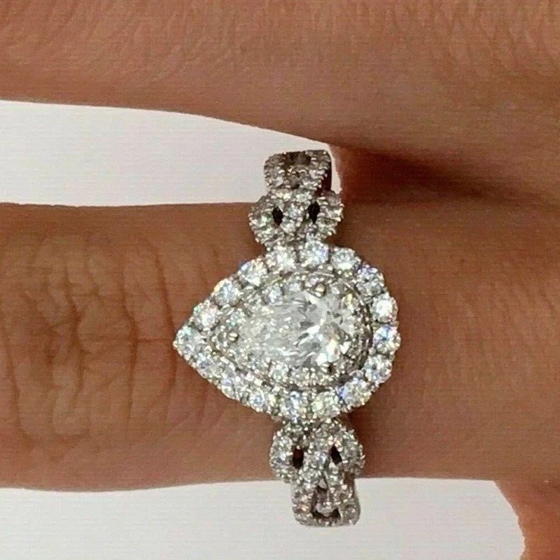 2.77Ct Art Deco style Lab Created Diamond Anniversary 14K White Gold Finish Ring