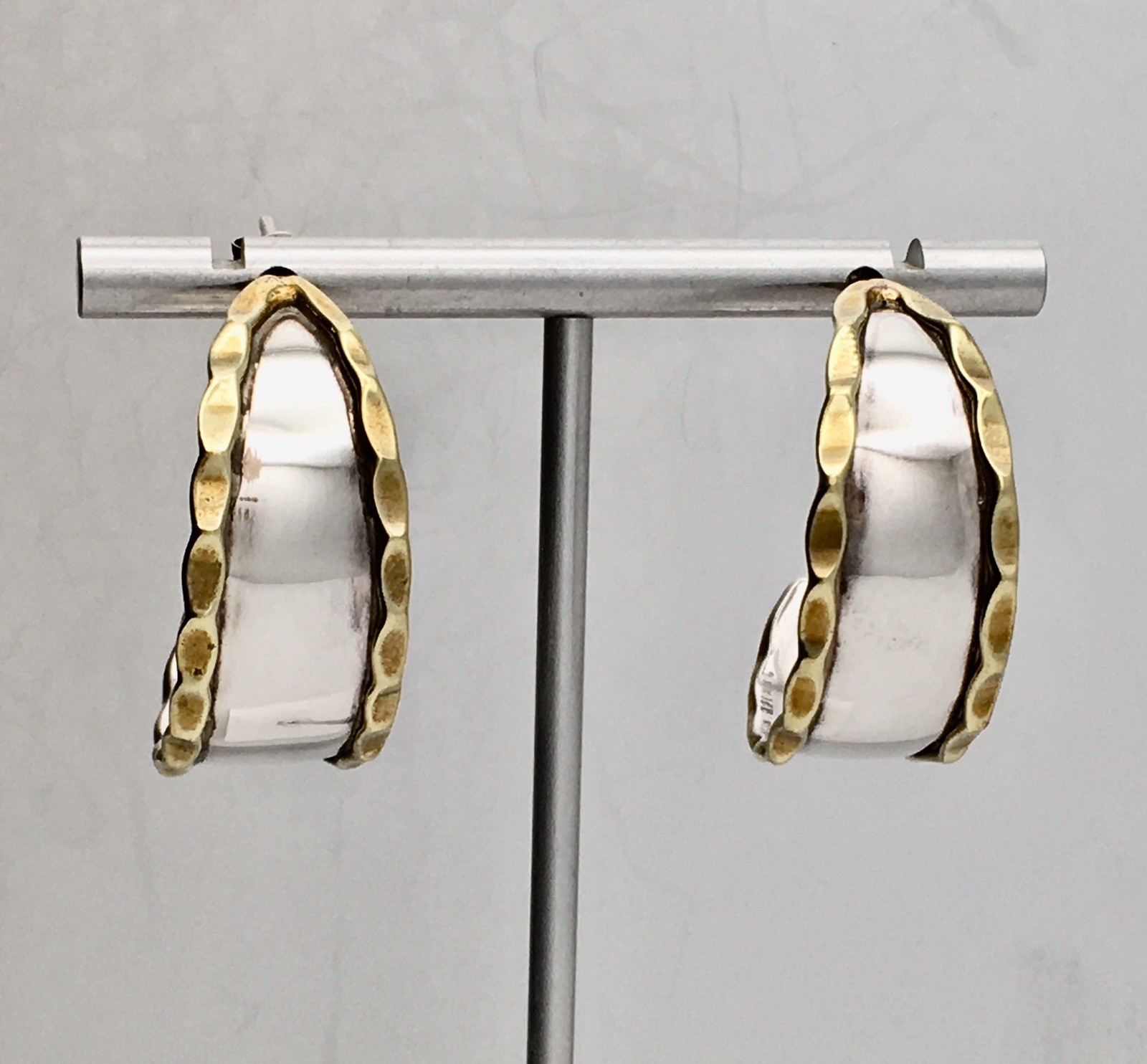 Vintage Sterling Silver 1.5” Southwestern J Hoop Earrings Marked 925 8.6g #07