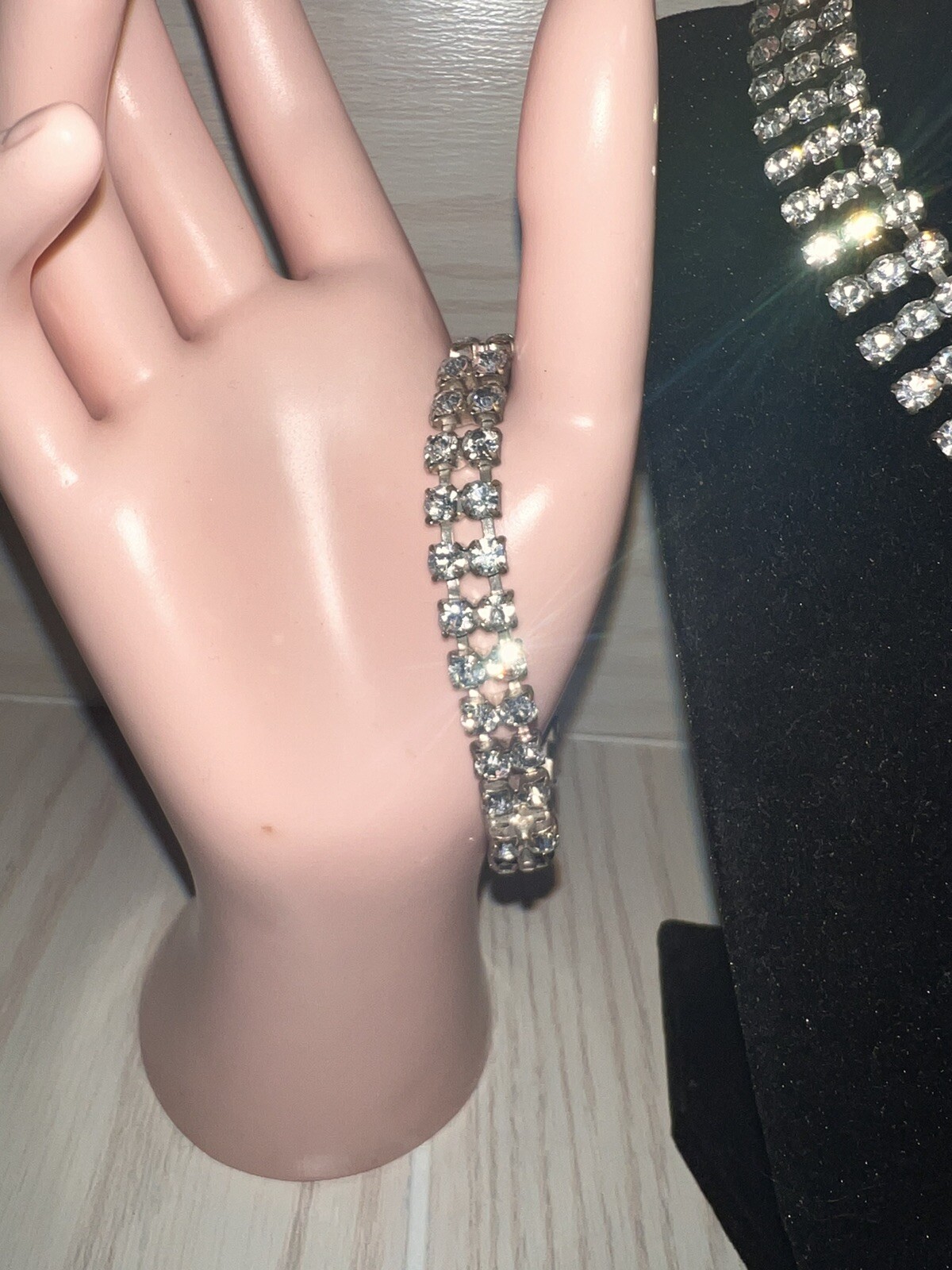 Vintage Rhinestone necklace bracelet set STUNNING None Missing