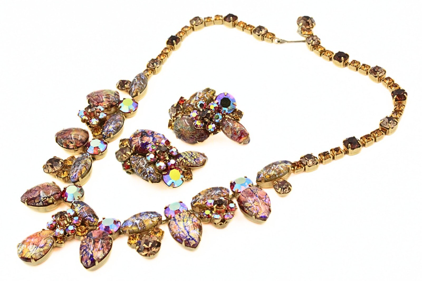 Spectacular Rare! Kramer Of New York Signed Dragons Breath Necklace Parure Set