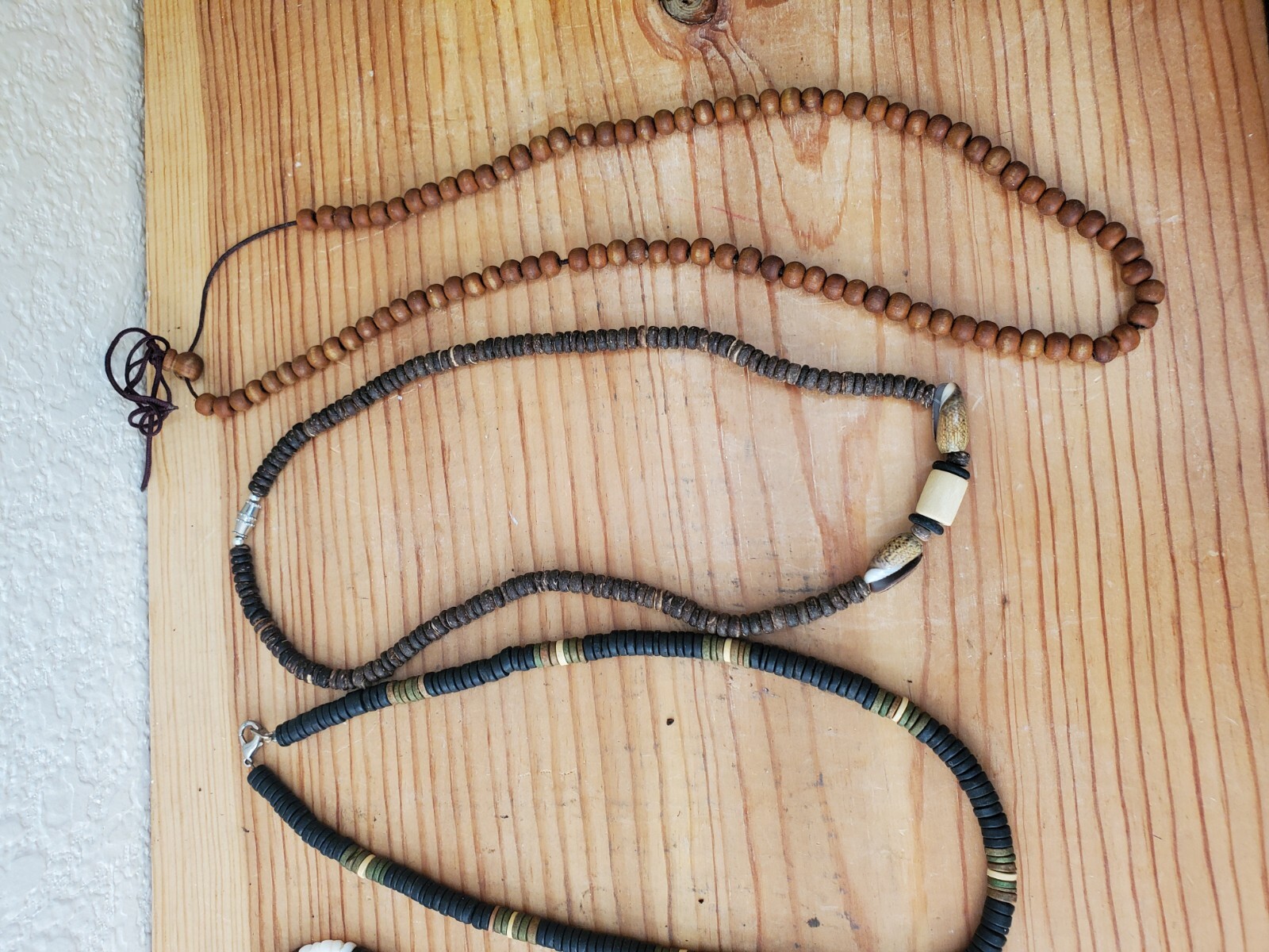 5x Ethnic African Natural Materials Necklaces Wood Glass Shell Prayer Seed Beads