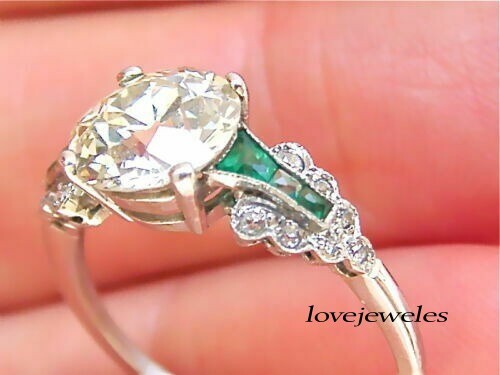 Lab-Created 2.91CT Round Cut Diamond Vintage Art Deco Ring 14K White Gold Finish