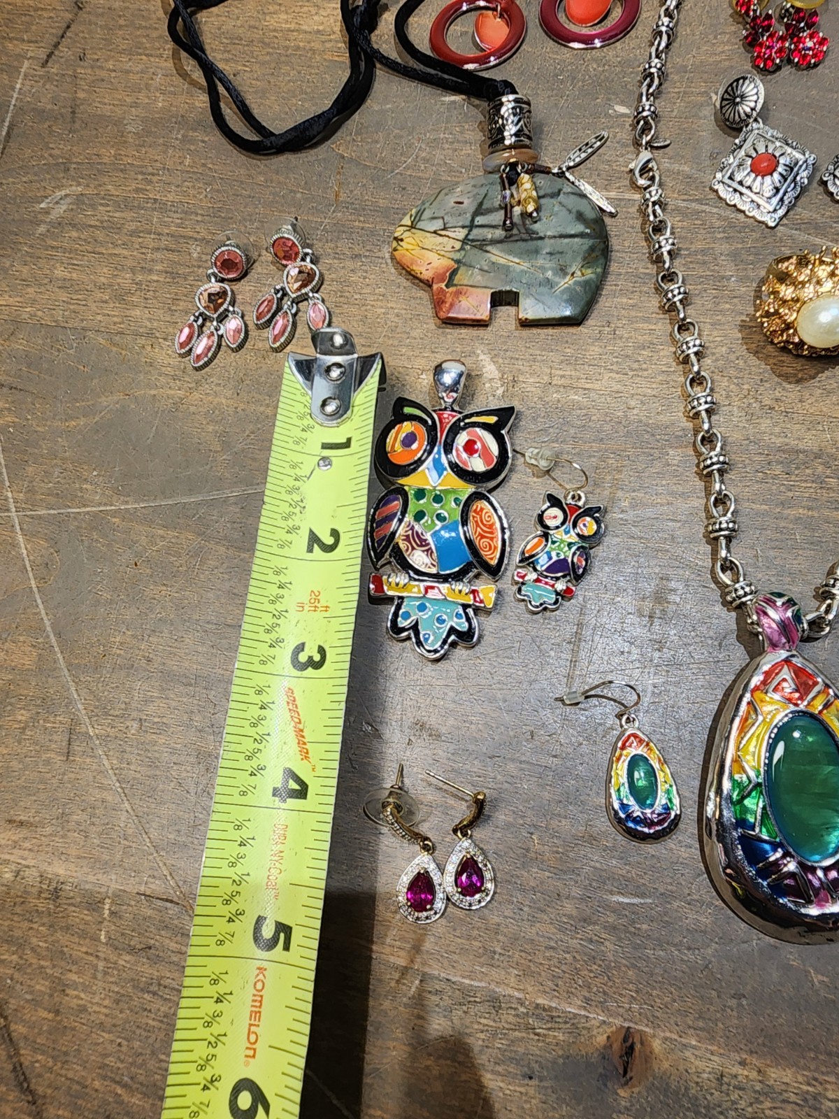 Rhinestone Bear Rainbows Owl 26 Pc Earrings, Necklaces Costume Jewelry Lot