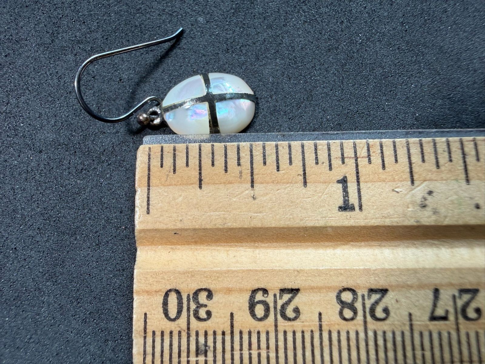 2.77g Vintage Sterling Silver 925 Oval Cross Inlay Drop Dangle Earrings M