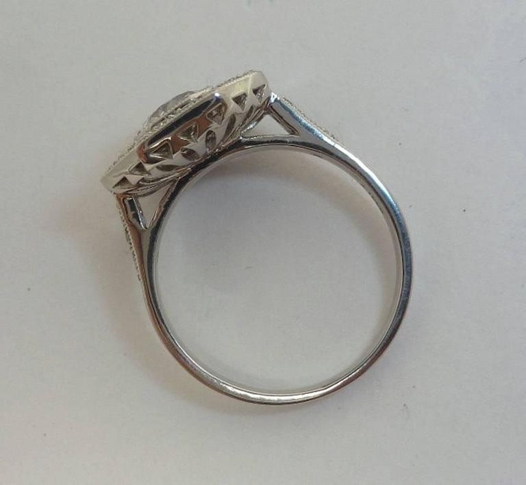 1.38 CT White Round Cut Simulated Art Deco Vintage Style Ring In Sterling Silver