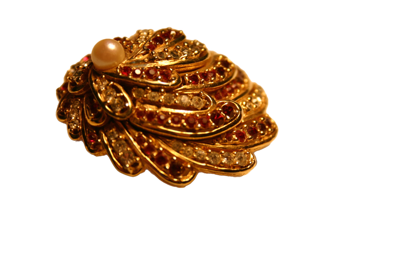 Vintage Boucher Signed Numbered Red and Clear Rhinestone Brooch