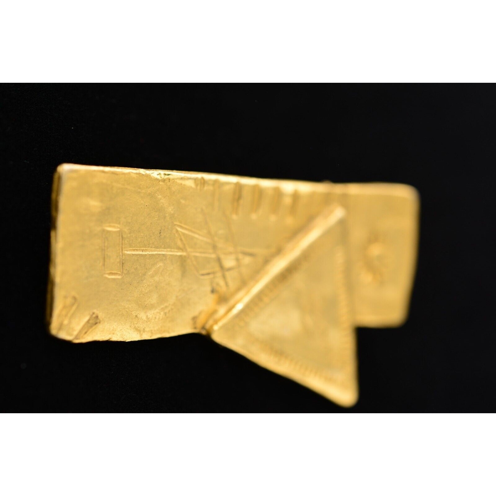 Vintage Hierograph Pin Brooch Brushed Gold Sacred Writing Reading 1980s BinAJ