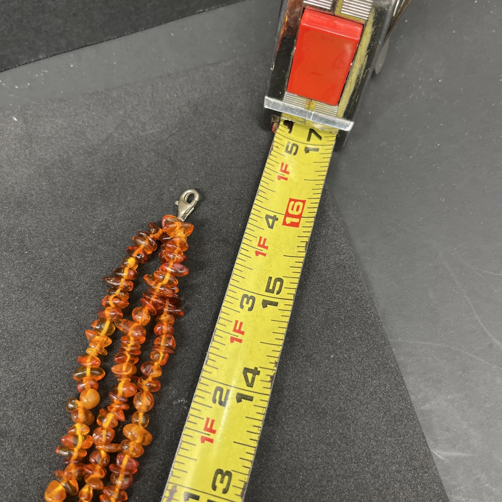 VTG Polished Baltic Amber small Chunk Stone Beaded 16″ Necklace 3 strand 30g