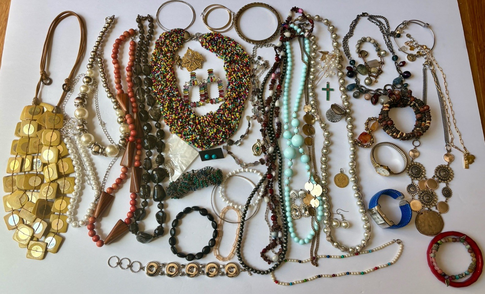 Estate Jewelry Lot Chunky Necklaces Earrings Wearable Pearls Brooch VTG-now 45+