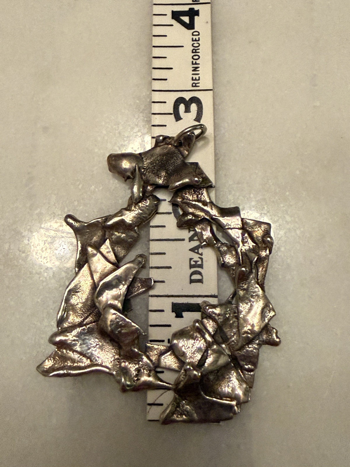 Mid Century Abstract Brutalist Sterling Silver pendant w Round link chain 42g